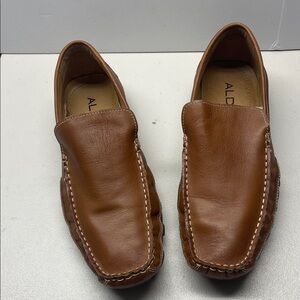 Aldo Men's Tan Leather Slip-On Loafers